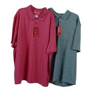 Set of 2 Haggar Men's Performance Stretch Quick Dry Polo Blue Pink Size XXL