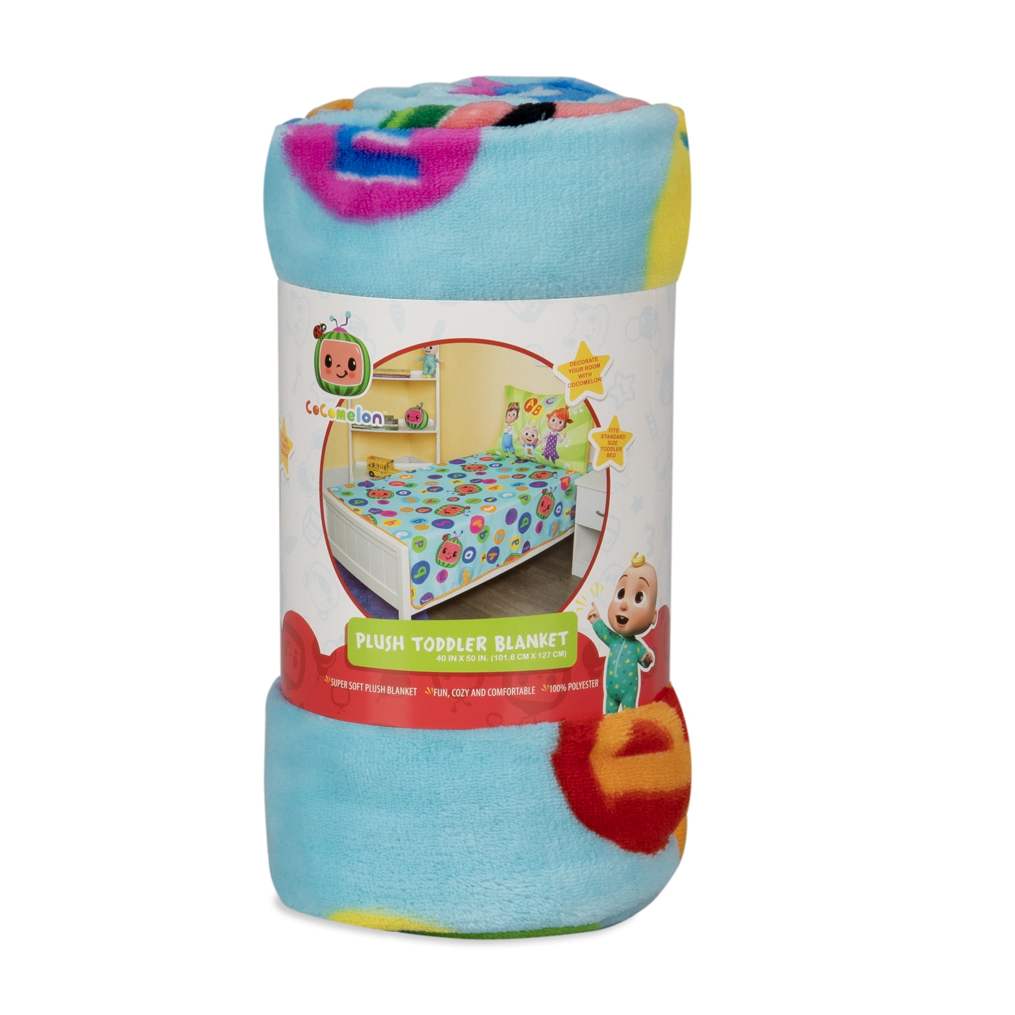 CoComelon Coral Plush Toddler Blanket, 40"x50", Character Print in Blue