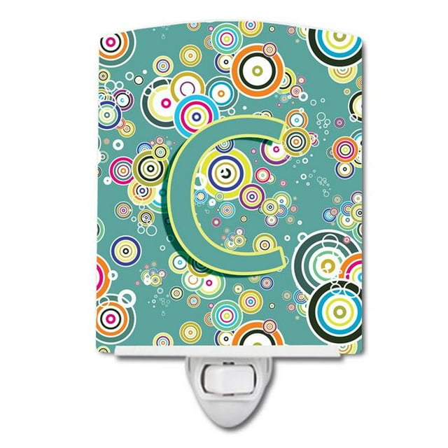 Carolines Treasures CJ2015-CCNL Letter C Circle Circle Teal Initial Alphabet Ceramic Night Light