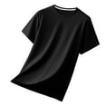 thumbnail image 3 of HOOMEUMY Mens Crew Neck Breathable Shirts Basic Shirt Lightweight Solid Color Relaxed Short Sleeve Soft Casual Blouses (Black,XXL), 3 of 9