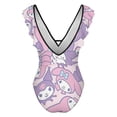 thumbnail image 3 of Kuromi And My Melody Women's One Piece Swimsuit Tummy Control V Neck Bathing Suits, 3 of 6