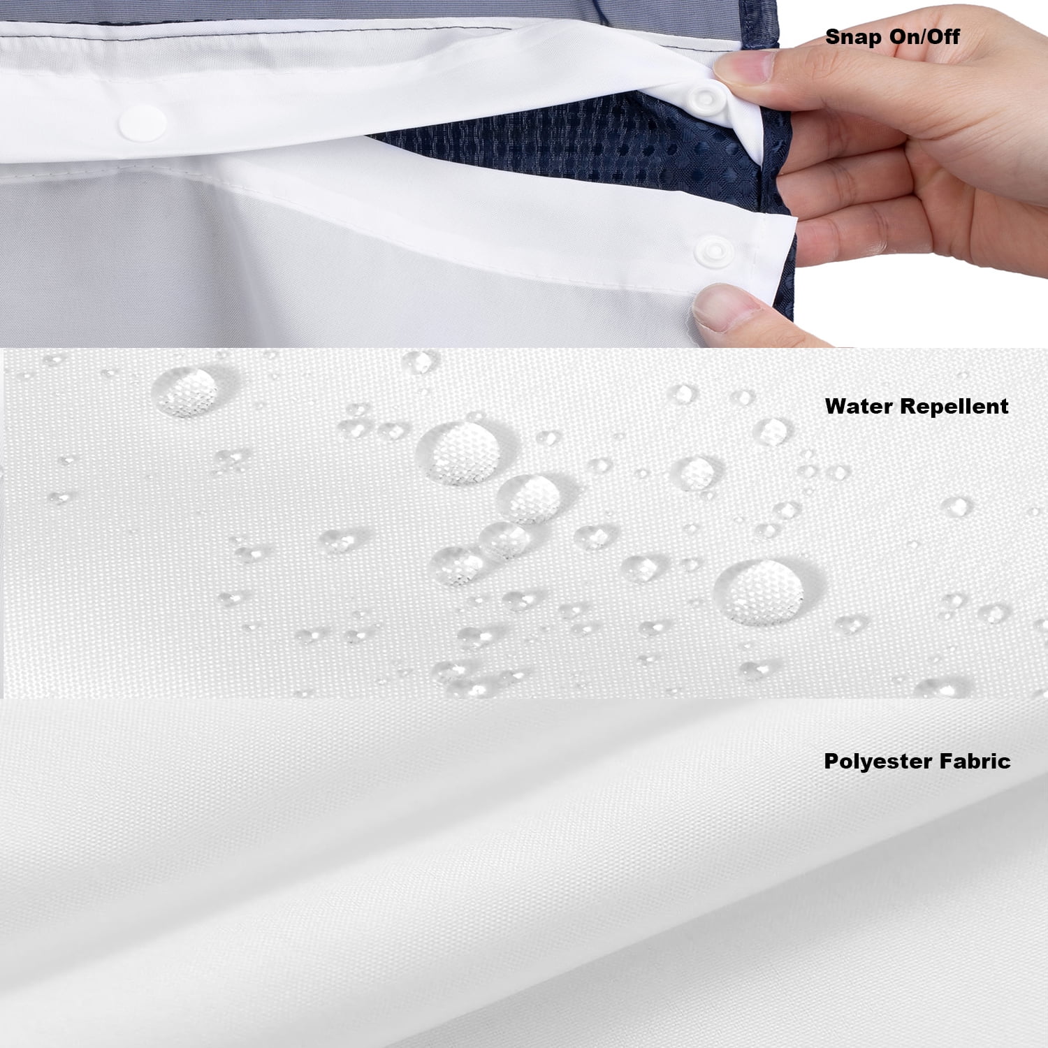 DawnJoanHD Waffle Weave No Hook Shower Curtain with Snap-in Liner, Blue Polyester Fabric with See-Through Top Window, 72" x 75"