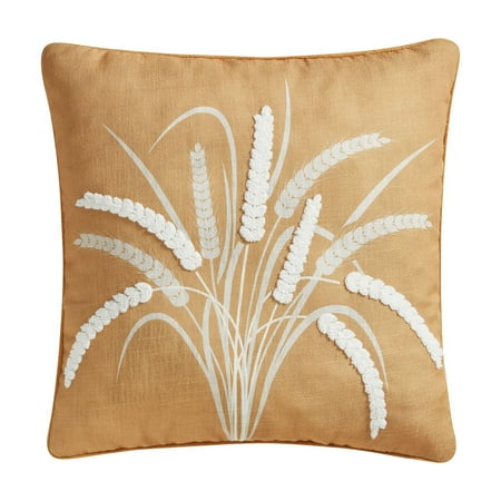 Way to Celebrate 18" x 18" Yellow Wheat Reversible Decorative Pillow