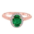 thumbnail image 2 of Mauli Jewels Rings for Women 1 Carat Diamond And Oval Shape Emerald Ring 4 Prong 10K Rose Gold, 2 of 6