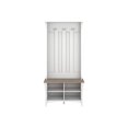 thumbnail image 2 of Bush Furniture Salinas Portemanteau avec Banc de Rangement pour Chaussures en Blanc Pur et Gris Shiplap, 2 of 11