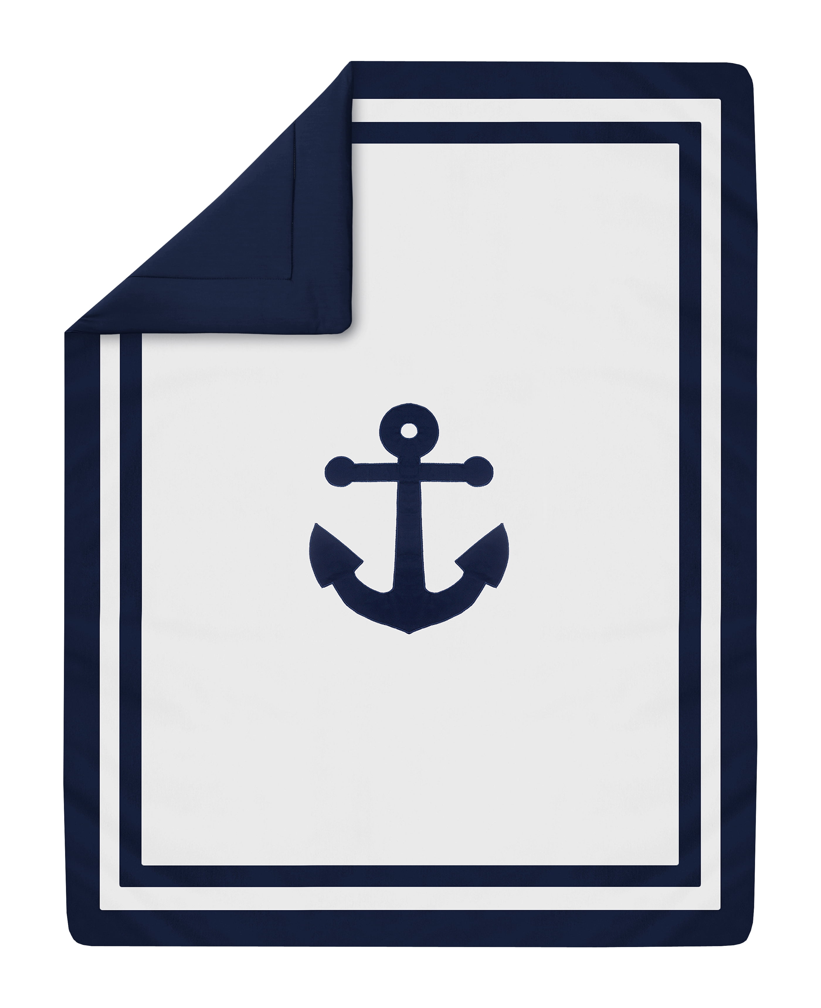 Sweet Jojo Designs Anchors Away White and Blue 4 Piece Crib Bedding Set