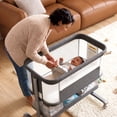 thumbnail image 6 of AILEEKISS Bedside Bassinet for Newborn, 6 Height Adjustable Baby Bassinet with Mosquito Net, Grey, 6 of 11