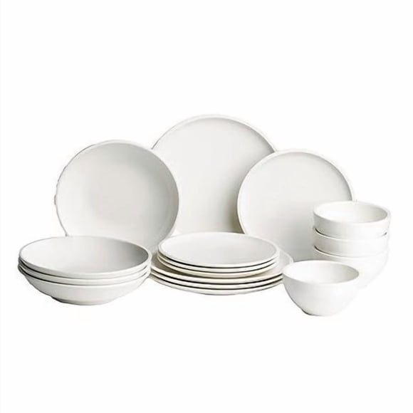 Villeroy & Boch Artesano Original Ensemble de Vaisselle 16 Pcs, Service pour 4, Assiettes à Souper et à Salade, Bols à Pâtes et à Riz, Porcelaine de Qualité Supérieure, Fabriqué en Allemagne, Va au Micro-Ondes et au Lave-Vaisselle, Blanc Crème