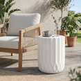 thumbnail image 1 of Cylindrical Outdoor Side Table, Inverted Scallop Edge Accent Table, Lightweight Concrete Minimalist End Table, No Assembly Required, 1 of 5