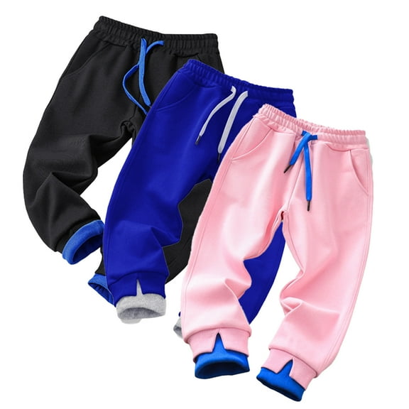 Esaierr Kids Girls Boys Elastic Sweatpants Jogger Pants Toddler Baby Casual Pants Winter Cotton Trousers for 1-12Y