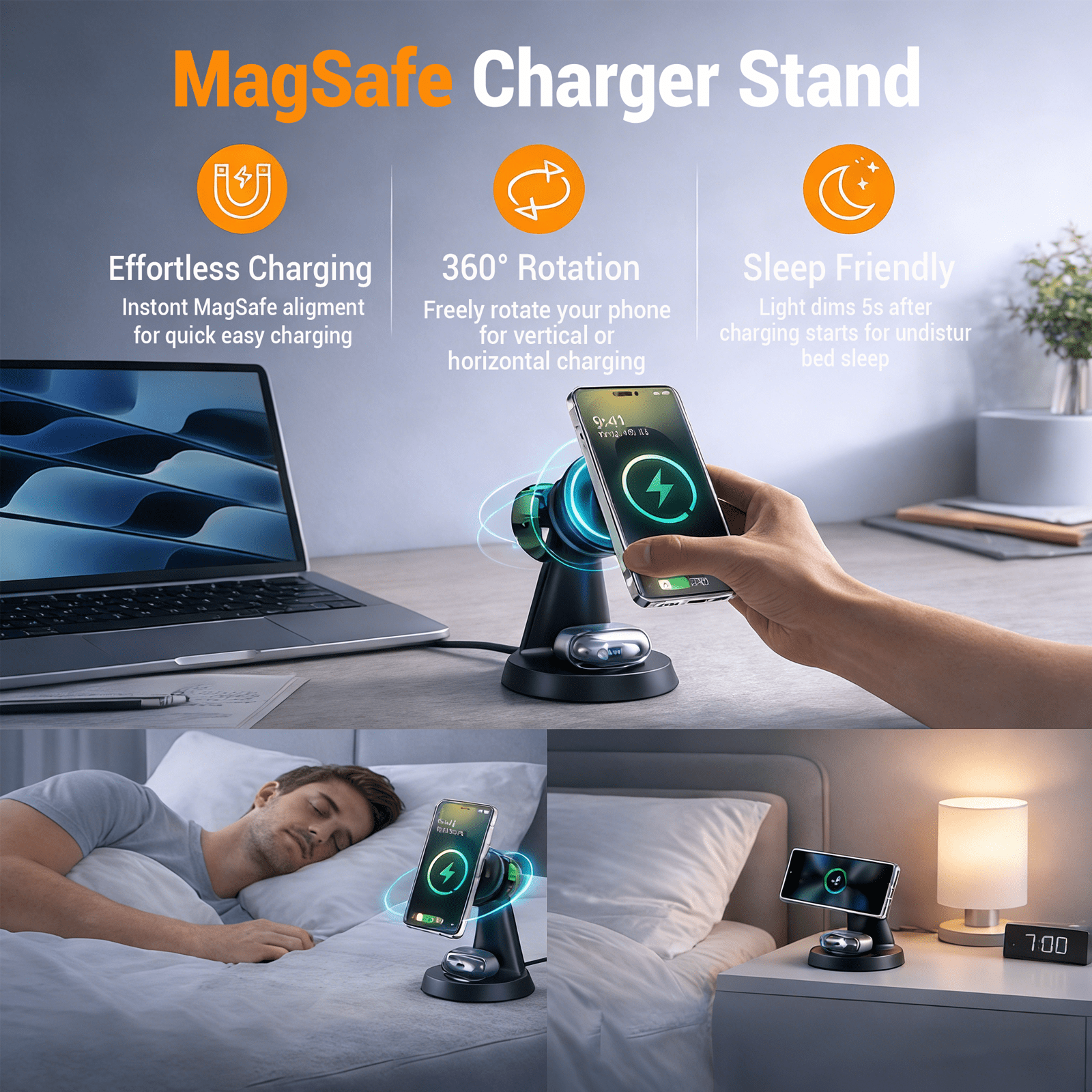 Geyo Magnetic Wireless Charger for Samsung, 3 in 1 Wireless Charger Station for Galaxy S26 Ultra/S25, Watch 8/7/6, Buds, Black (Adapter Not Included)