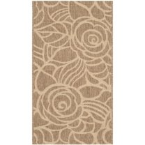 SAFAVIEH Courtyard Chester Floral Indoor/Outdoor Area Rug, 2'7" x 5', Coffee/Sand