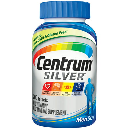Centrum Silver Men (200 Count) Complete Multivitamin / Multimineral Supplement Tablet, Vitamin D3, B Vitamins, Zinc, Age (Best Multivitamin For Men Uk)