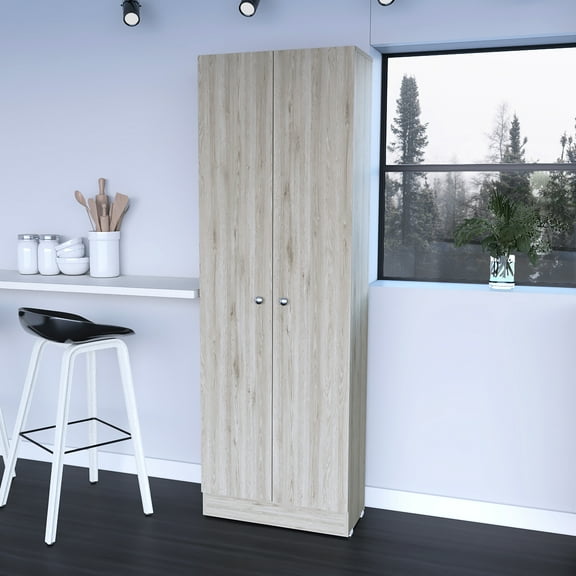 2-door Grey Storage Cabinet - 71.1" High With 5 Interior Shelves For Craft Room Tall Organized