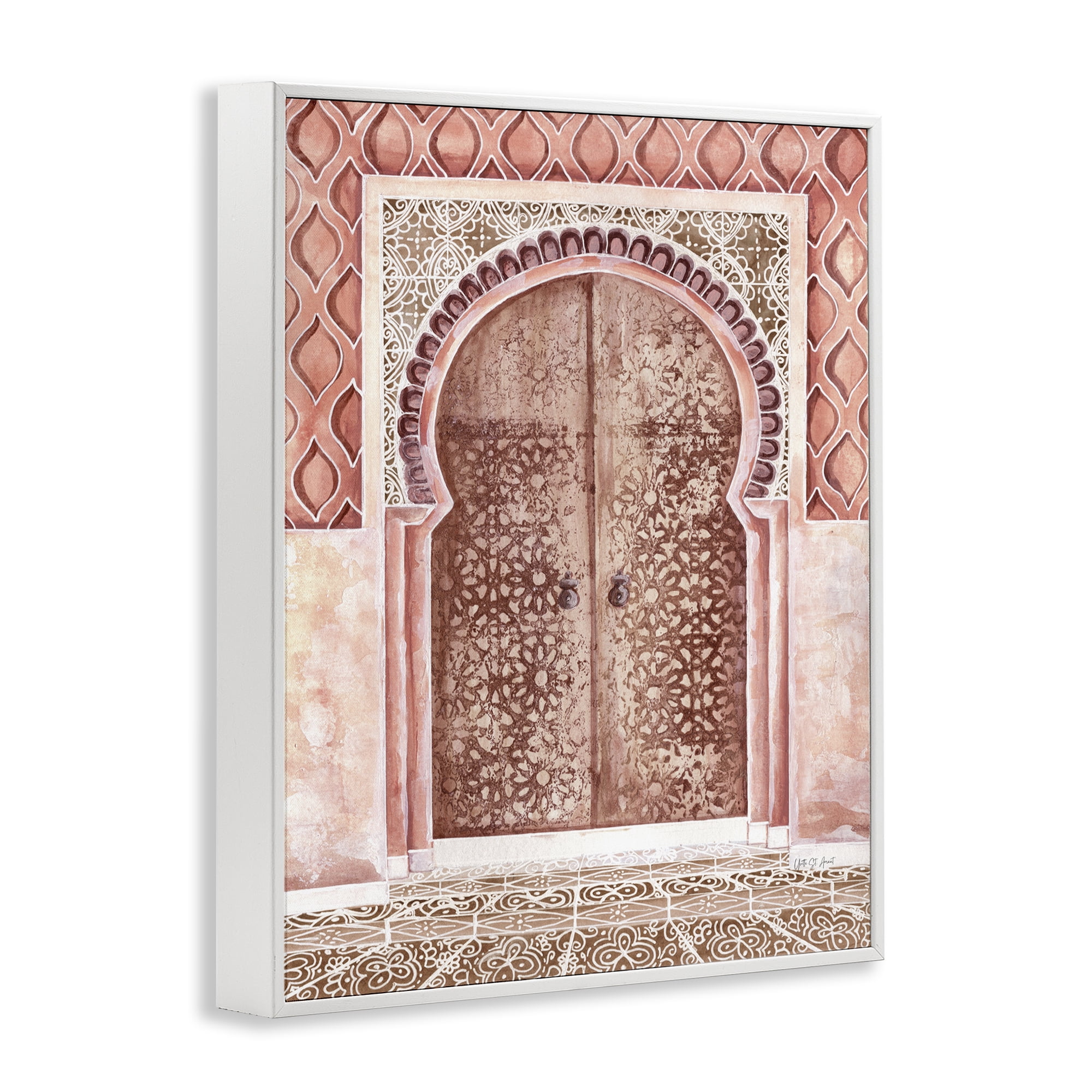 Stupell Industries Moroccan Tiled Doorway Town & City Painting White Framed Art Print Wall Art, 16 x 20