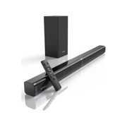 Bomaker Ultimea 2.1 Channel TV Sound Bar with Subwoofer 100W Sound Bars for TV LED Display Off 110dB 5 EQ Modes Bass Adjustable Surround Sound 4K & HD TV Optical/AUX/USB Connection