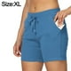 thumbnail image 2 of Pantalones cortos ajustados con cintura con cordón ajustable y bolsillo de color sólido para mujer de verano, 2 of 5