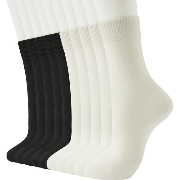 ShengRui Womens Cotton Crew Socks Thin Dress Socks for Women Above Breathable Casual Sock 8-10 Pairs