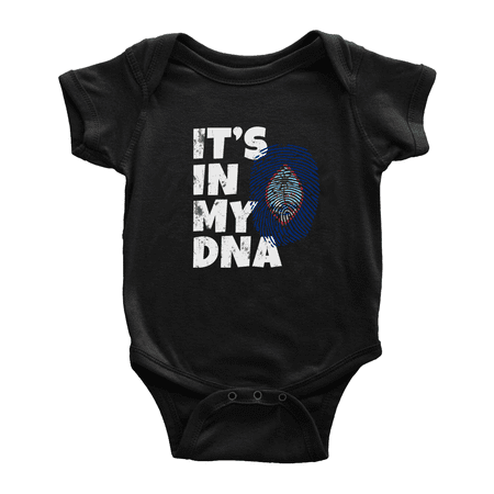 

It s In My DNA Chamorro Guam Flag Country Pride Cute Baby Clothes For Boy Girl (Black 0-3 Months)