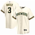 thumbnail image 1 of Camiseta clásica de béisbol blanca de local de Joey Ortiz de los Cerveceros de Milwaukee, con número de estrella bordado.-S, 1 of 2