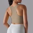 thumbnail image 4 of REORIAFEE Yoga Bras for Women U Back Sports Bra Medium Support Padded Bra Wireless Medium Impact Sports Bra Padded Longline Workout Bra Quick Drying Tops Khaki XL, 4 of 5