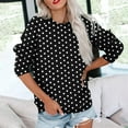 thumbnail image 3 of cocolona Womens Crewneck Sweatshirt Fall Long Sleeve Shirts Fashion Casual Loose Polka Print Tops with Pockets, 3 of 6