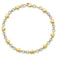 thumbnail image 3 of Primal Gold 14 Karat Two-Tone Diamond-cut Heart 7.5 Inch Bracelet, 3 of 4