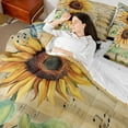 thumbnail image 4 of Castle Fairy Boys Girls Vintage Chic Floral Sunflower Bedding Comforter Set 7-Piece,Musical Notes Melody King Bedding Sets,Rustic Spring Garden Flower Ultra Soft Bed Sheets,Ultra Soft Home Decor, 4 of 8