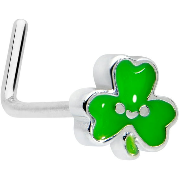 Body Candy Womens 20G 7mm 316L Stainless Steel L Shaped Nose Ring Happy Shamrock Mens Nose Stud