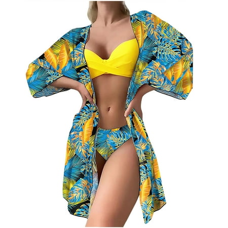 

SOOMLON Swimsuits for Women Tummy Control Bathing Suits Summer Swimsuits Push Up Bikini Quick Dry Swimsuit Easter Finds Spring s New Arrivals Teen Girls Trendy Stuff Gifts for Mom Yellow XL