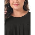 thumbnail image 5 of DARING DIVA Women's Plus Long Sleeve Pleated Crew Neck Blouse 3X Black, 5 of 6