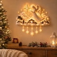 thumbnail image 5 of Diceymbol Lighted Nativity Wall Hanging Sign, Holy Birth Manger Wall Decor with Warm LED Lights and Snowflake Pendants for Christmas Home Decoration, 5 of 6
