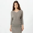 thumbnail image 2 of Women's Fashionable V-Neck Batwing Long Sleeve Knit Bodycon Dress, Soft Knit, Bodycon Fit, Deep V-Neck, for Casual & Formal Events, 2 of 6