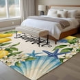 thumbnail image 4 of Summer Lemon Large Area Rugs 8x10 ft Oceans Blue Shells Starfish Flower Linen Texture Washable Rug Non Slip Indoor Carpet Absorbent Floor Mat for Living Room Bedroom Dining Room, 4 of 9