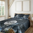 thumbnail image 3 of Ambesonne Winter Fitted & Top Sheet Set with Shams, Moon at Night in Forest, Black and Blue, 3 of 8