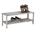 thumbnail image 2 of Honey Can Do 2-Tier Wood Shoe Rack, Grey, 2 of 5