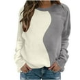 thumbnail image 3 of RRMuAzgs Women's Long Sleeve Tops Color Block Casual Crewneck Sweatshirts Loose Comfy Hoodless Pullover Hoodie, 3 of 5