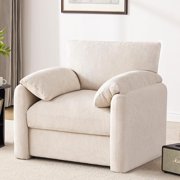 Oversized Armchair, 38.6" Wide Accent Chairs for Living Room & Bedroom Modern Lounge Chair, Upholstered Mid-Century Reading Chair, Comfy Living Room Chair, Single Sofa Chair, Beige