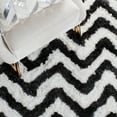 thumbnail image 3 of SAFAVIEH Barcelona Carmella Chevron Stripes Shag Area Rug, Graphite/Ivory, 4' x 6', 3 of 6
