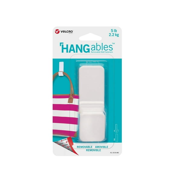 Velcro Brand HANGables Removable Large Hook 5lbs. white. 1 ct., VELCRO® Hangables® work on most smooth surfaces.