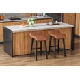 thumbnail image 4 of 26.2" Bar Stools Set of 2, Counter Height Bar Stools with Low Back and Footrest, Wood Frame, Wide PU Leather Upholstered Seat, Barstools Set for Kitchen Islands, Counter Bars, Brown, 4 of 7