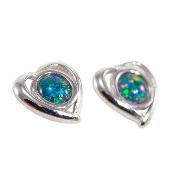 DANCING OPAL PRINCESS STERLING SILVER NATURAL LIGHTNING RIDGE AUSTRALIAN OPAL EARRINGS