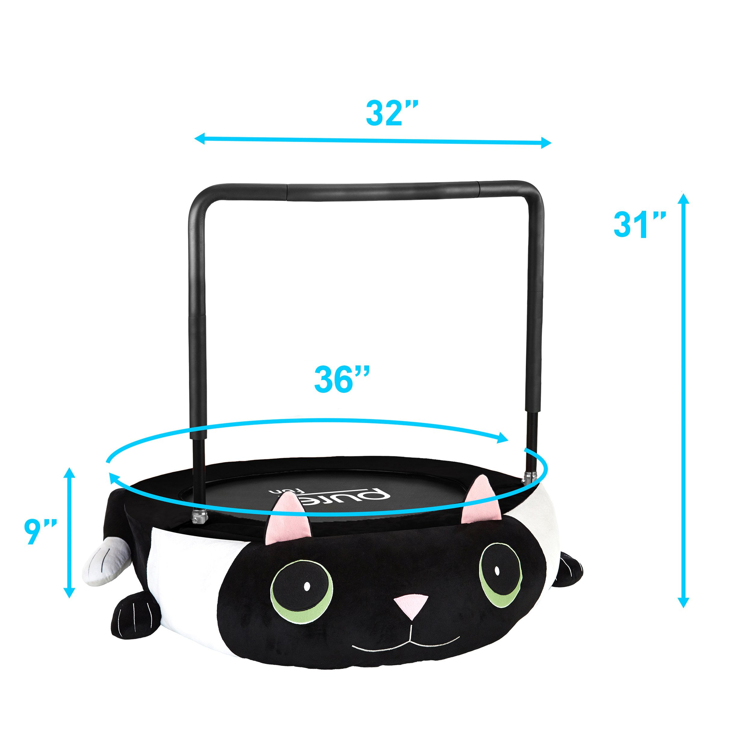 Pure Fun 36-inch Kitty Cat Plush Jumper Kids Trampoline with Handrail