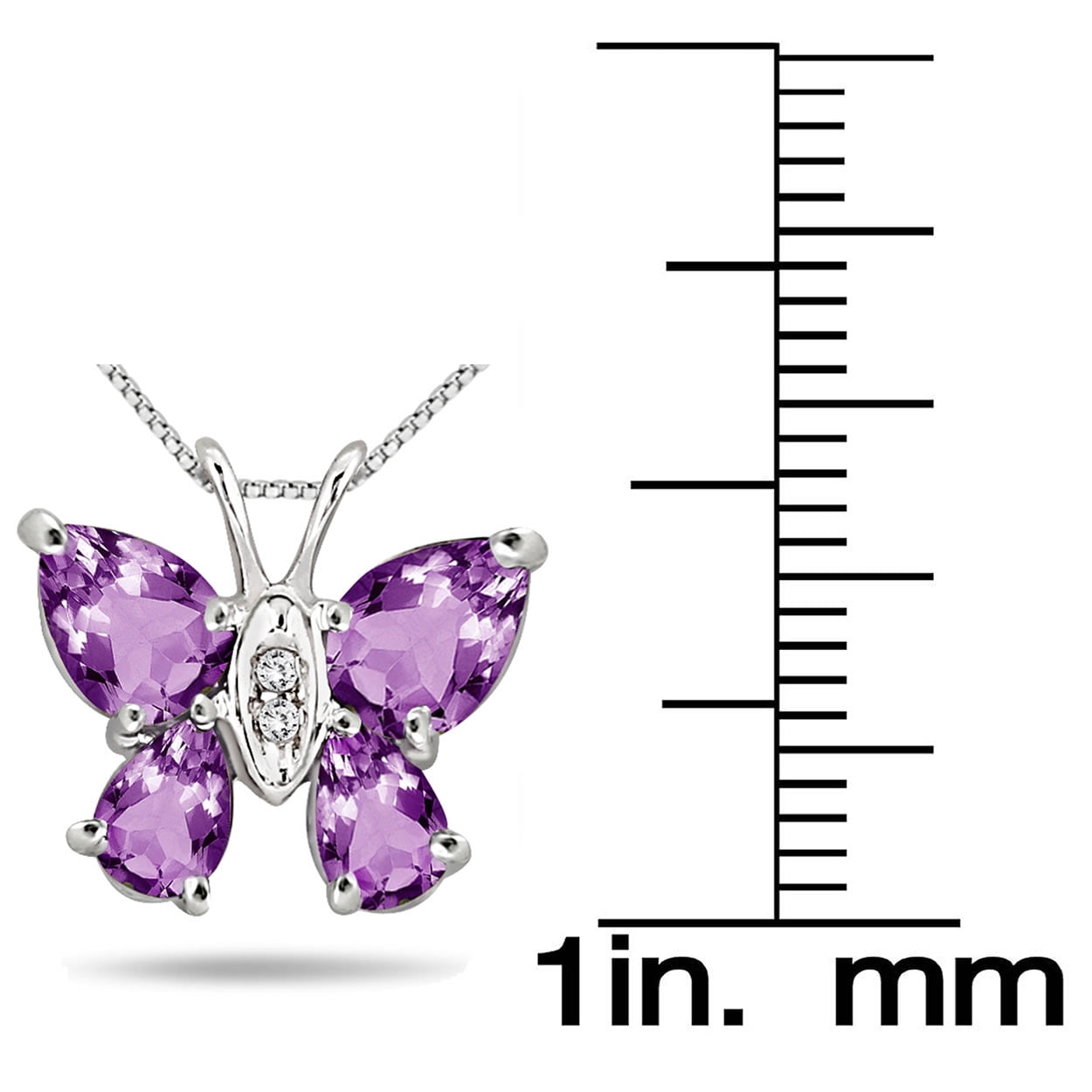 SZUL Women's 2.10 Carat Amethyst and Diamond Butterfly Pendant in .925 Sterling Silver