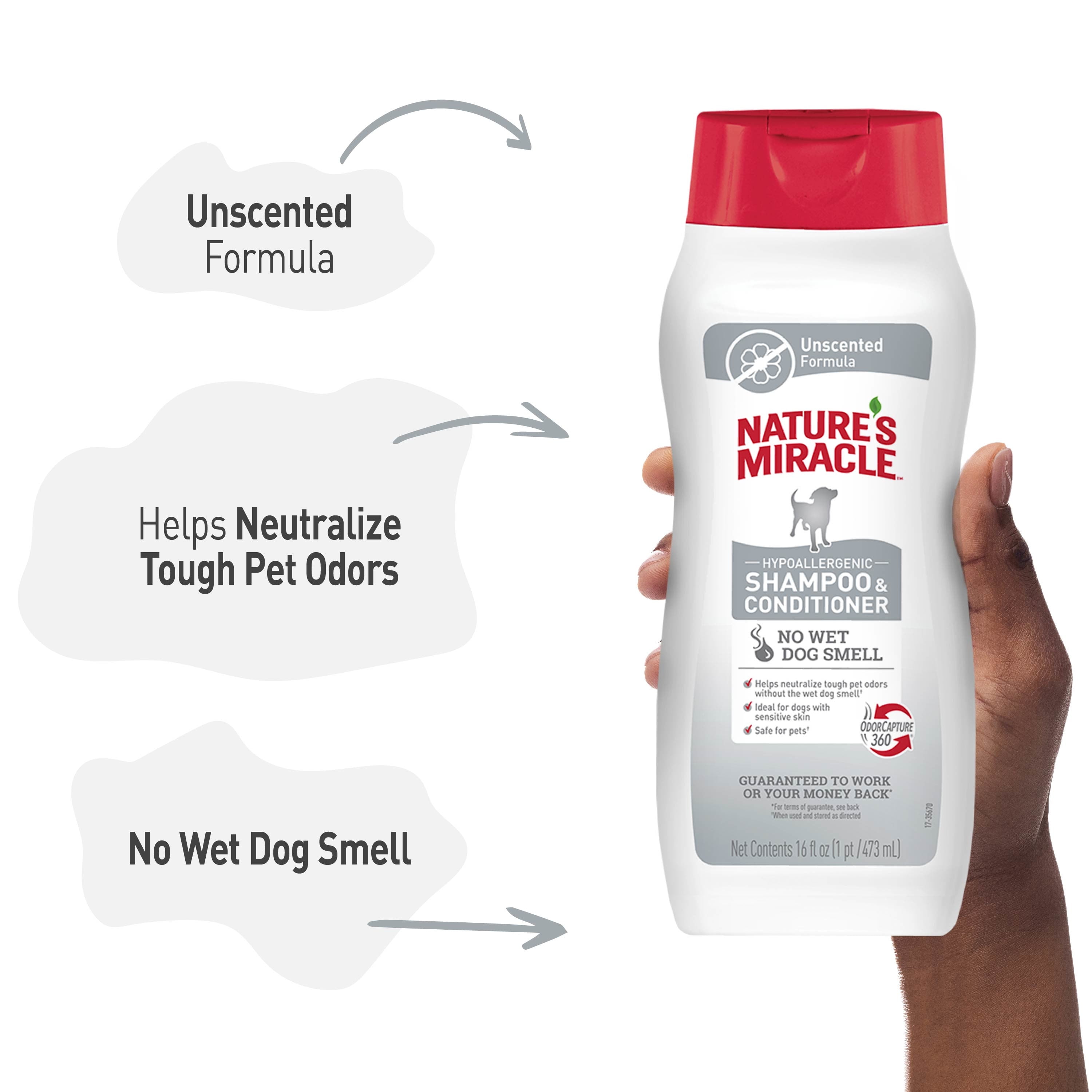 Nature's Miracle Hypoallergenic Shampoo & Conditioner for Dogs, Unscented, 16 oz.