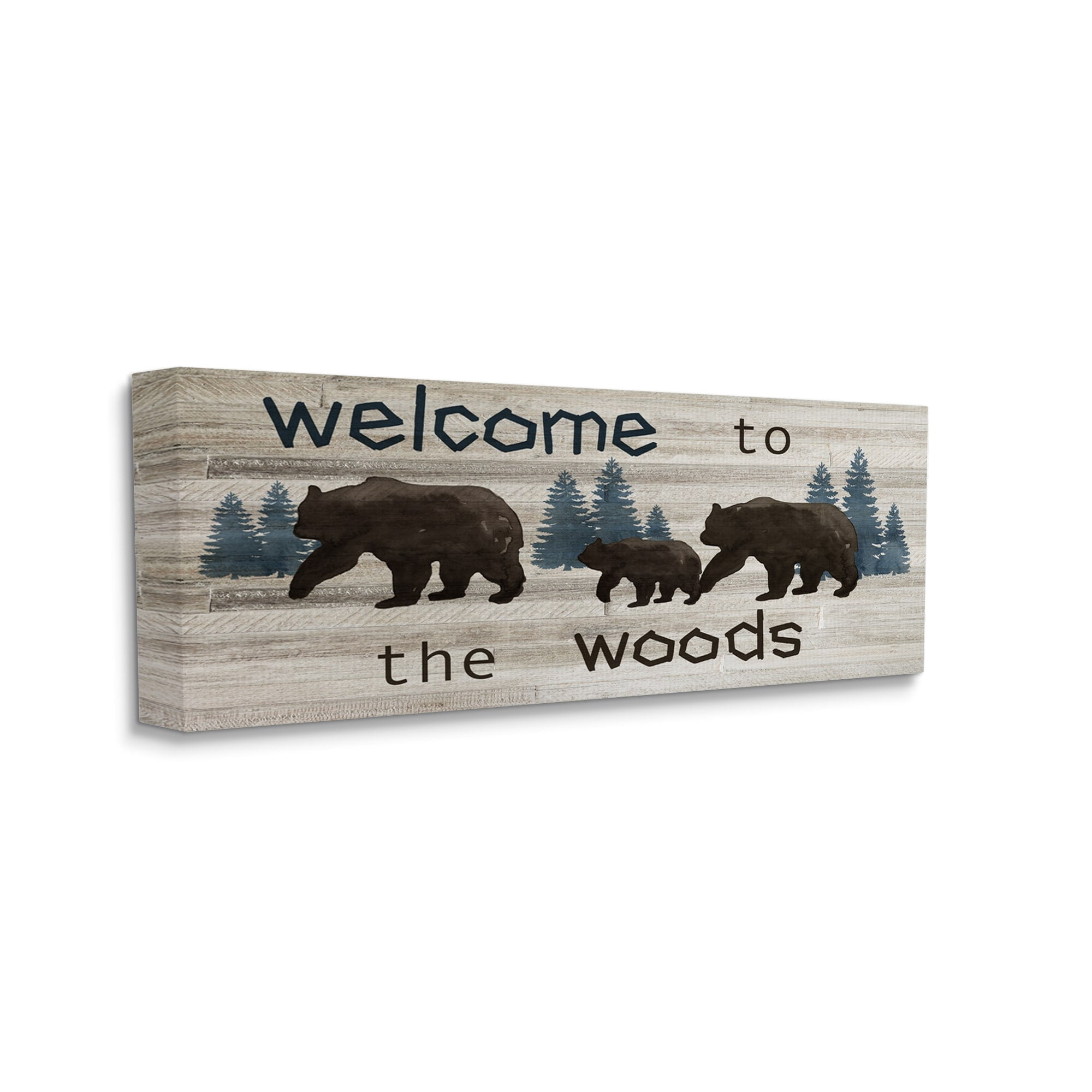 Stupell Industries Welcome To Wood Rustic Bears Forest Design, 24 x 10, Design by Nan