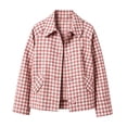 thumbnail image 7 of SETOOFF Women Gingham Plaid Cropped Jacket, Lapel Collar Long Sleeve Button Down Short Coat with Pockets Loose Fit Outerwear for Fall Spring Daily Casual Wear, 7 of 7
