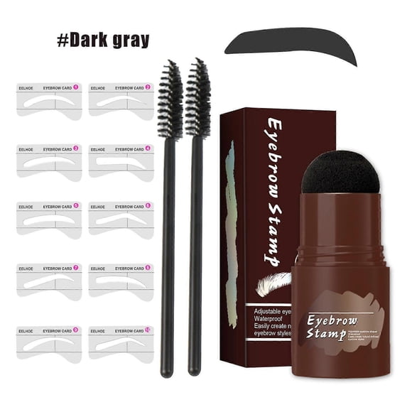 Eyebrow Stamp Stencil Kit, Long Lasting & Waterproof Eyebrow Stamp and Shaping Kit for Perfect Brow, with 10 Reusable Eyebrow Stencil and 2 Spiral Eye