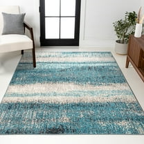 JONATHAN Y CONTEMPORARY POP 4 x 6 Area Rug, Modern Abstract Vintage - Cream/Turquoise, CTP105C-4