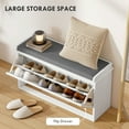 thumbnail image 4 of HOMCOM Banc à Chaussures avec Tiroir Rabattable, Coussin, 8 Paires pour Entrée Blanc, 4 of 9